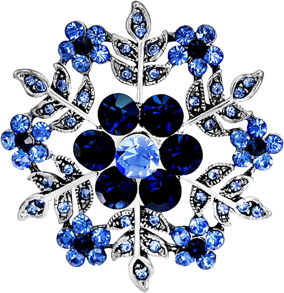 ink2055 Fashion Women Snowflake Floral Circle Rhinestone Brooch Pin Christmas Jewelry,Vintage Fashion Brooch Pins for Women Teen Girls Crafts Gift - Blue
