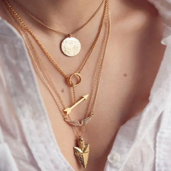 Irregular Triangle Pendant Layered Necklace