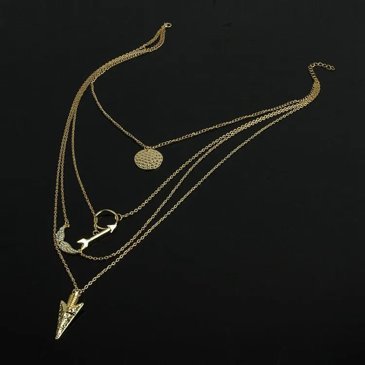 Irregular Triangle Pendant Layered Necklace