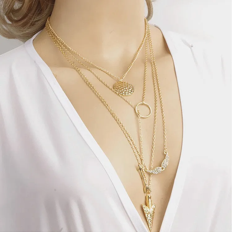 Irregular Triangle Pendant Layered Necklace