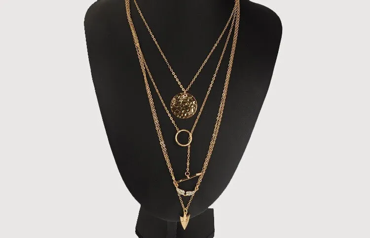 Irregular Triangle Pendant Layered Necklace