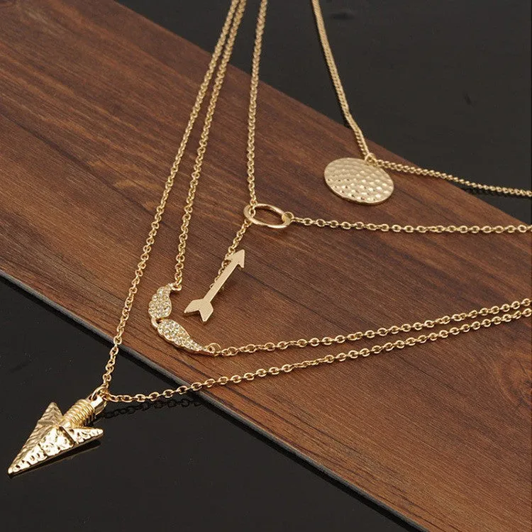 Irregular Triangle Pendant Layered Necklace