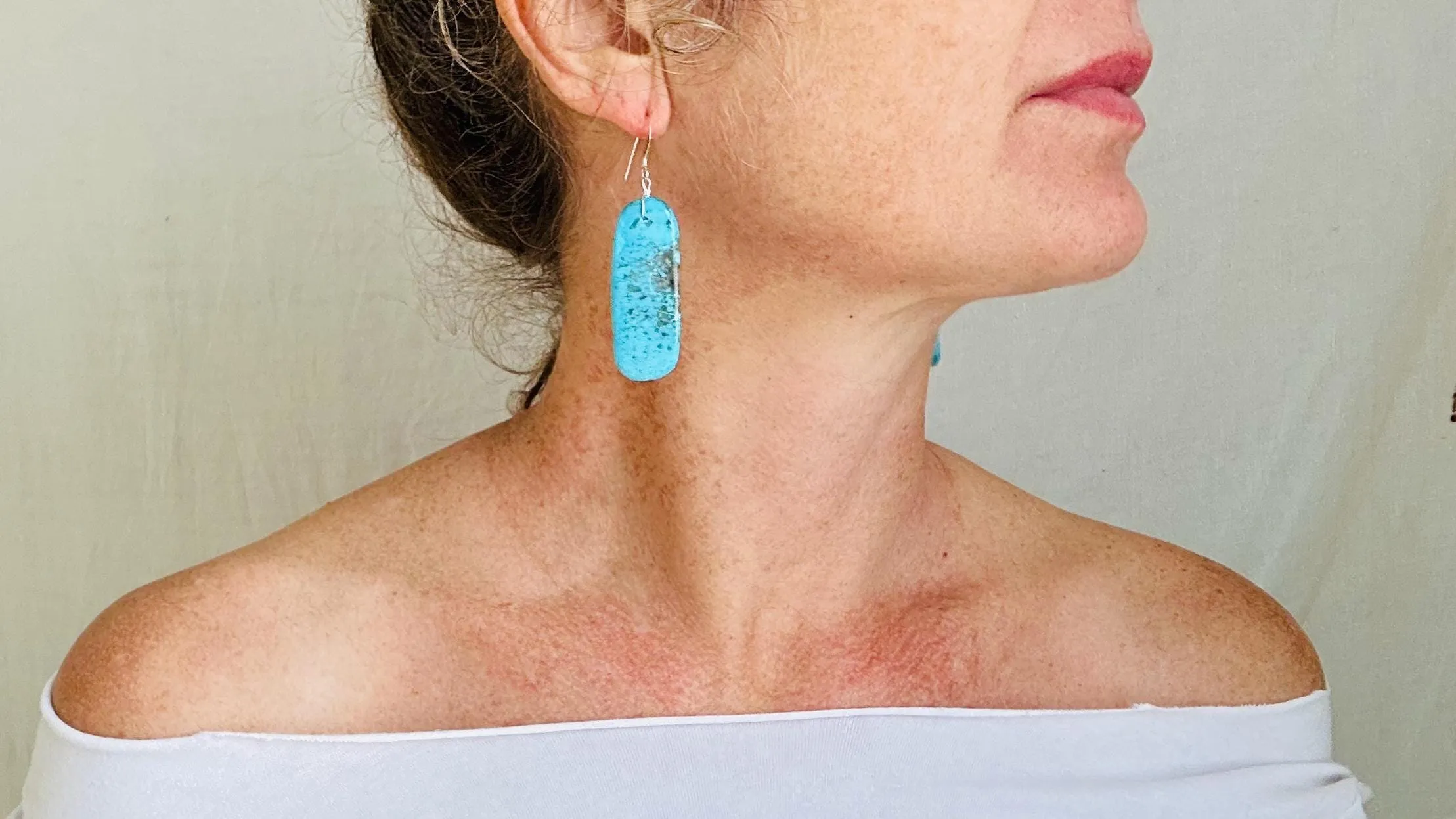 Kewa Pueblo Turquoise Earrings. Handmade Native American Earrings. Natural Stone Jewelry. 4028