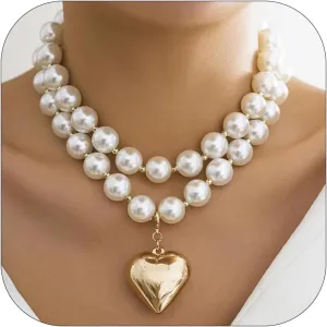 Large Pearl Necklaces for Women Chunky Layered Pearl Necklace Exaggerated Pearls Jewelry for Women Statement Choker Wedding Jewelry for Brides Bridesmaid Prom Brithday Gifts for Her