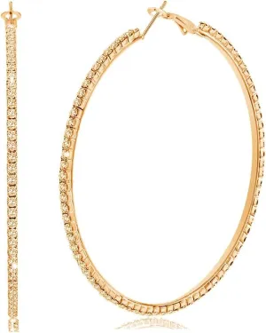Large Rhinestone Hoop Earrings Shining Crystal Big Hoop Dangle Earrings Jewelry for Women 60mm/80mm/90mm/100mm