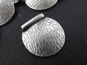 Large Semi Circle Pendant, Textured Pendant, Semi Circle Bead, Bark Pendant, Bark Bead Spacer, Unusual Pendant, Matte Antique Silver, 1pc