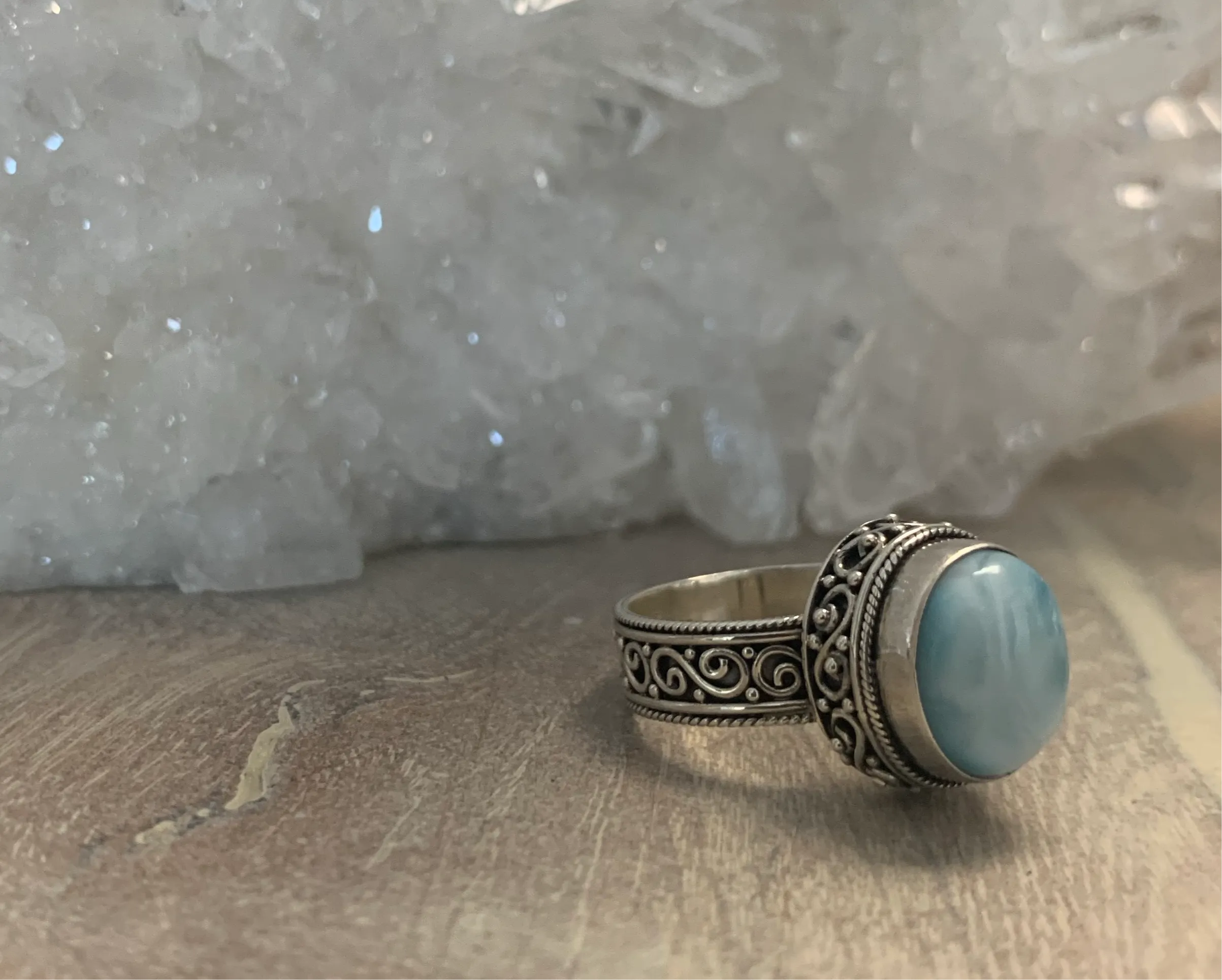 Larimar Decorative Oval Ring