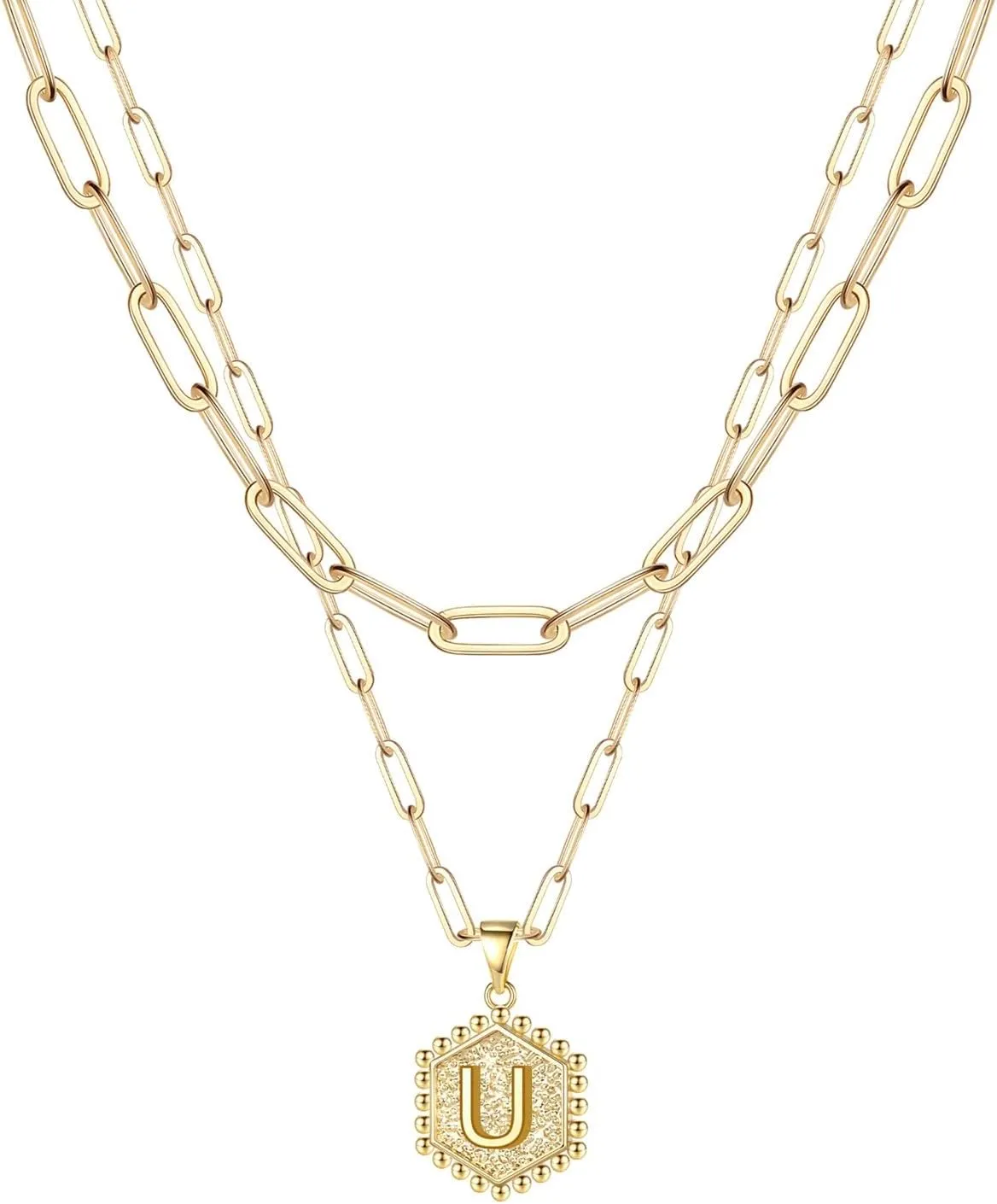 Layered Silver Necklaces for Women Dainty Gold Necklace for Women,Gold Plated Stackable Layering Chains Initial Letter Pendants Christmas Jewelry Gifts for Her Sterling Silver Stackable Necklaces