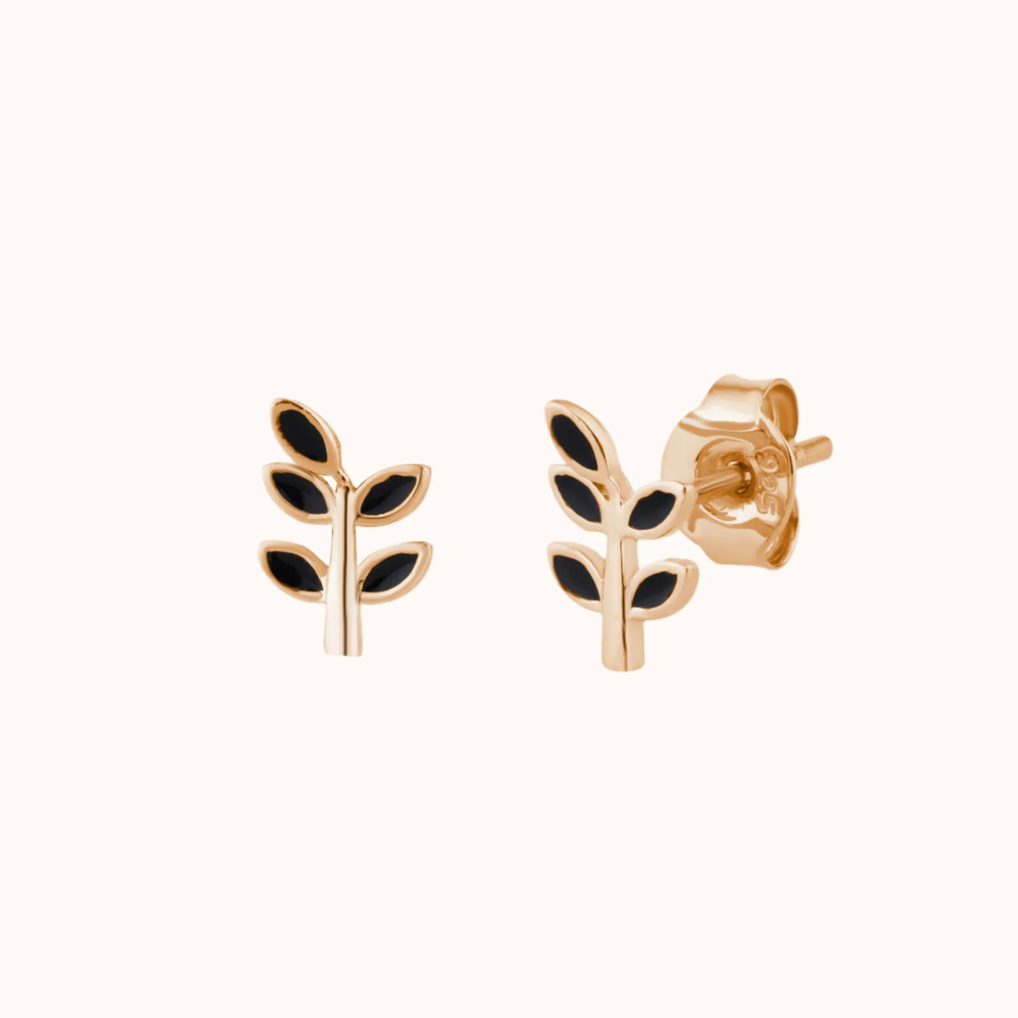 Leaf Style Enamel Stud