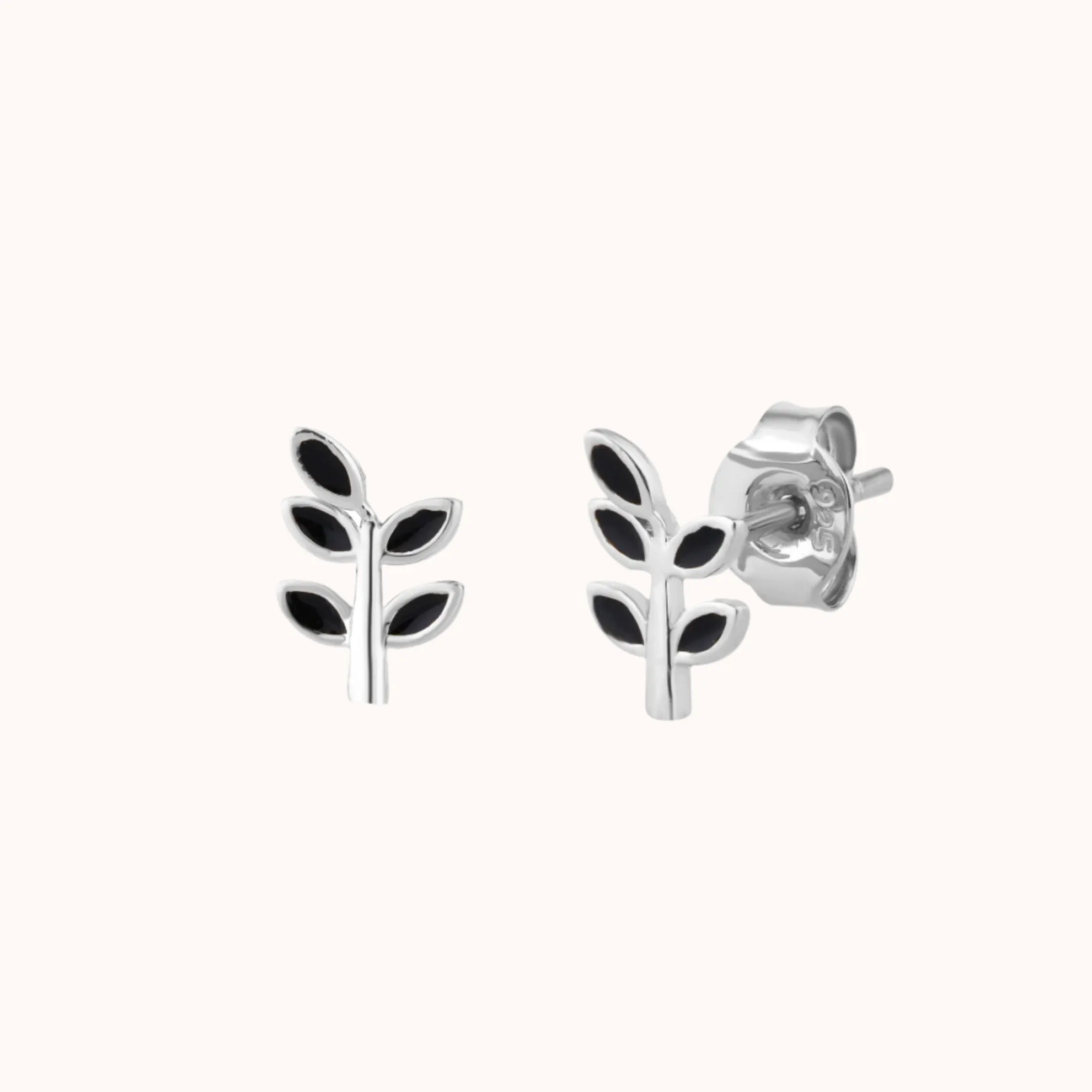 Leaf Style Enamel Stud