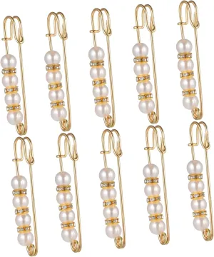LIFKOME 10pcs Pearl Pin Delicate Brooches Bag Lapel Pin for Women Jewelry Breastpins Jeans Diy Accessory