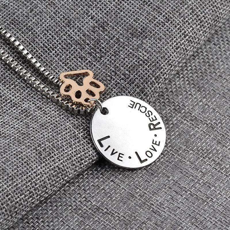 Live Love Rescue Cat Paw Necklace