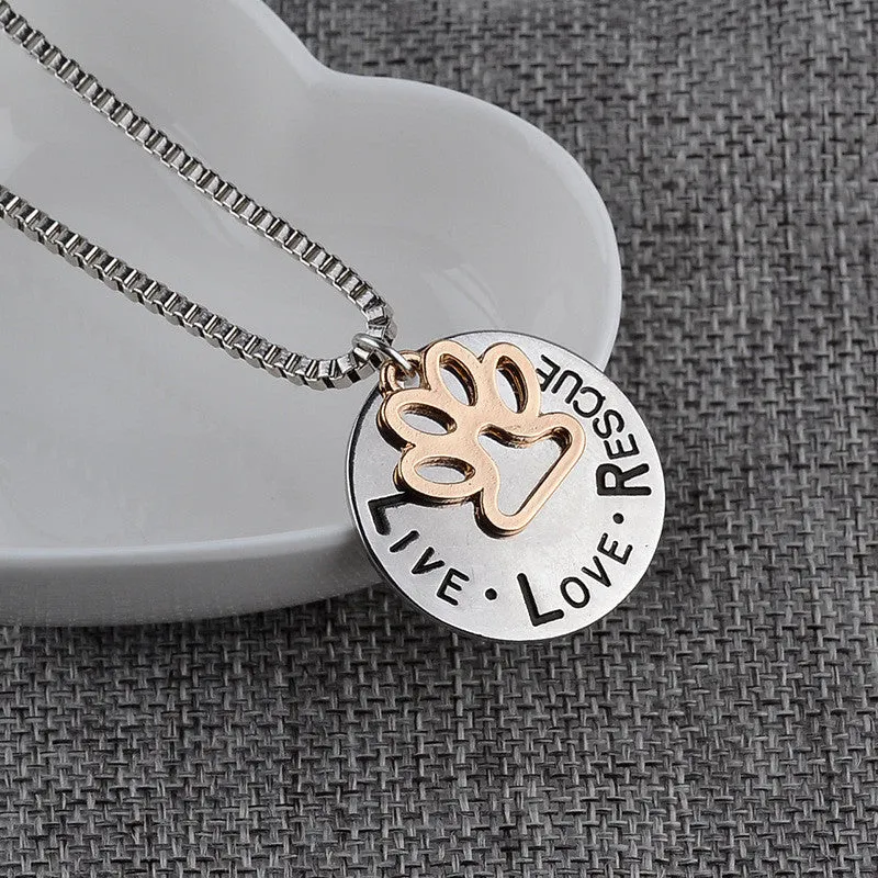 Live Love Rescue Cat Paw Necklace