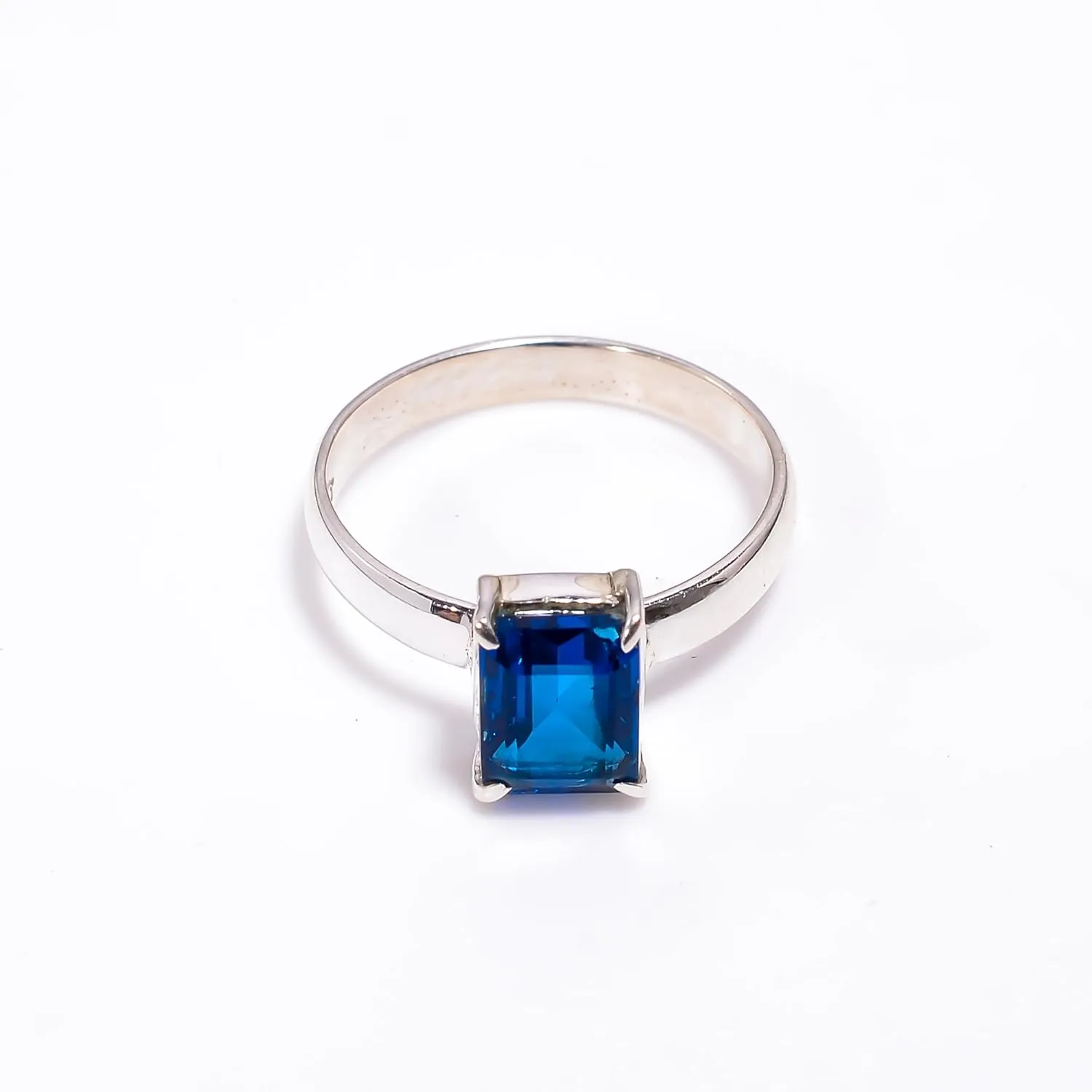 London Blue Topaz Natural Gemstone Ring, 925 Sterling Silver Statement Ring For Women, Handcrafted Rings, Gemstone Christmas Promise Ring, Oval Shape Gemstone Rings, (Ring Size US 8)