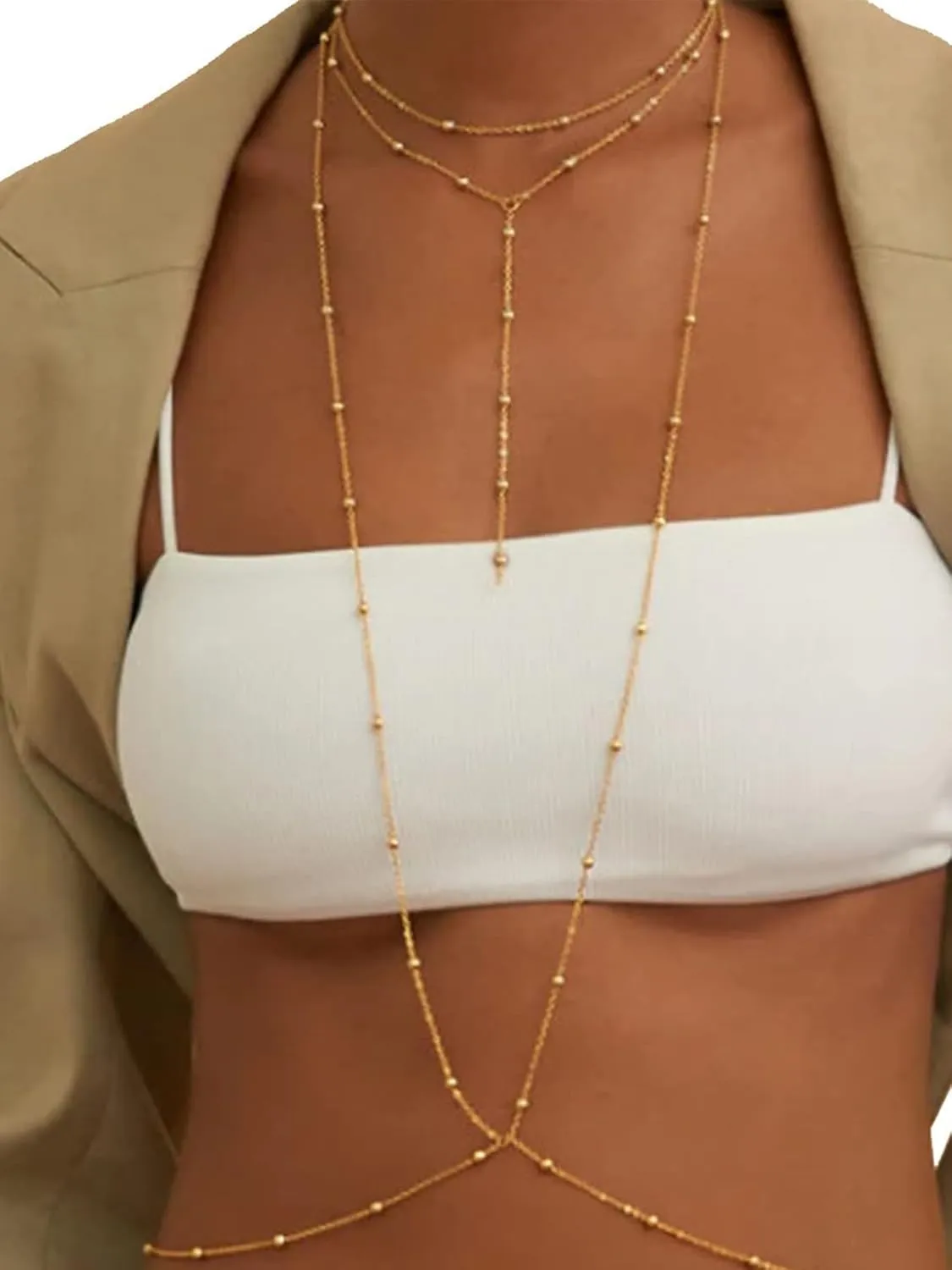Longita Silver Gold Waist Chain for Women Belly Chain with Belly Rings Layered Stomach Chains Pearl Rhinestone Body Chain Waist Jewelry