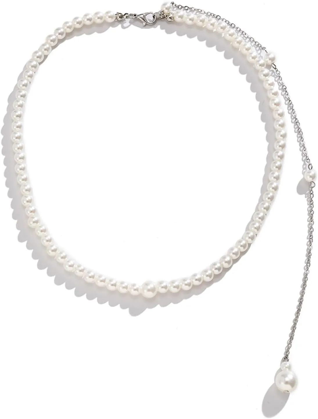Longita Silver Gold Waist Chain for Women Belly Chain with Belly Rings Layered Stomach Chains Pearl Rhinestone Body Chain Waist Jewelry