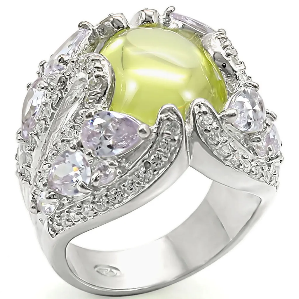 LOS391 - 925 Sterling Silver Ring High-Polished Women AAA Grade CZ Apple Green color