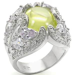 LOS391 - 925 Sterling Silver Ring High-Polished Women AAA Grade CZ Apple Green color