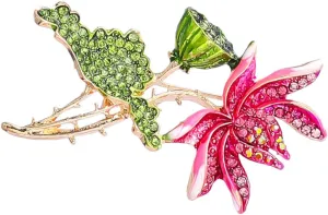 Lotus Brooch for Women Floral Pin with Rhinestone Detail Versatile Decorative Accessory for Jackets Coats and Special Occasions Elegant Present Choice for Family