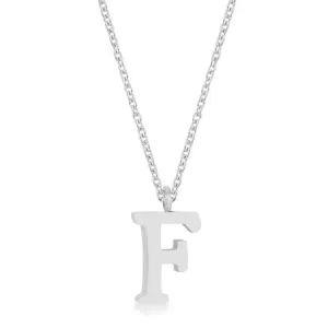 LOVCIA Elaina Rhodium-Plated Stainless Steel 'F' Initial Necklace