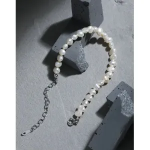 LOVCIA Women Irregular Natural Pearls 925 Sterling Silver Bracelet