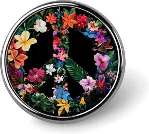 Love And Peace Flower Pin Enamel Lapel Pins Round Badge Brooches Clothing Decoration for Women Men