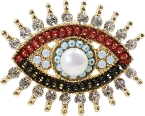 Lucky Charm Evil Eye Brooch Pin Women Freshwater Pearl and Rhinestone Crystal Vintage Lapel Pin for Wedding Party Necklace Dual Purpose Brooch Ladies Accessories Shawl Scarf Buckle Sweater Cardigan Men Women Gifts