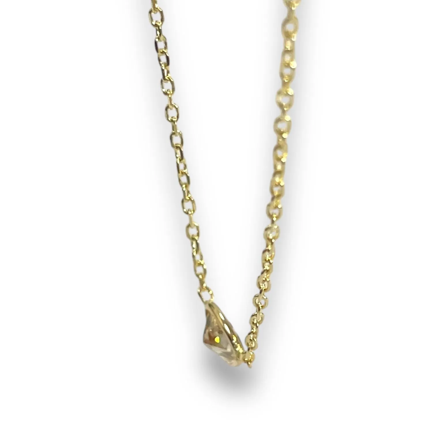 Luxe 14K Yellow Gold 0.76ct Pear Natural Diamond Bezeled Necklace