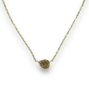 Luxe 14K Yellow Gold 0.76ct Pear Natural Diamond Bezeled Necklace