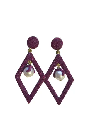 Magenta Pave Earring with Pearl