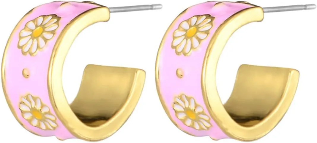 MALOYANVE 925 Sterling Silver Sunflower Studs Earrings for Women Dainty Cute 14k Gold Plated Vintage Boho Daisy Flower Piercing Stud Earrings Jewelry