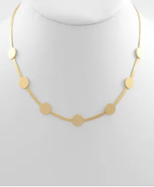 Matte Gold Disc Chain Necklace