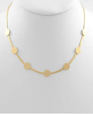Matte Gold Disc Chain Necklace
