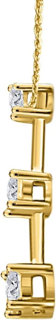 MauliJewels Engagement Necklace Women 1/4 Ct Ttw Three Stone Diamond Pendant In 14K White And Yellow Gold With 18'' Chain