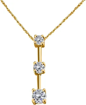 MauliJewels Engagement Necklace Women 1/4 Ct Ttw Three Stone Diamond Pendant In 14K White And Yellow Gold With 18'' Chain