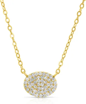MAX   STONE 10K Gold Diamond Necklace for Women | Solitaire Pendant With 18" Cable Chain | Real Gold Cluster Necklace