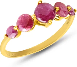 MAX   STONE 10k Gold Journey Ring for Women | Gemstone Ring | Dainty Birthstone Ring for Women | Yellow Gold Statement Ring with Sapphire Gemstones