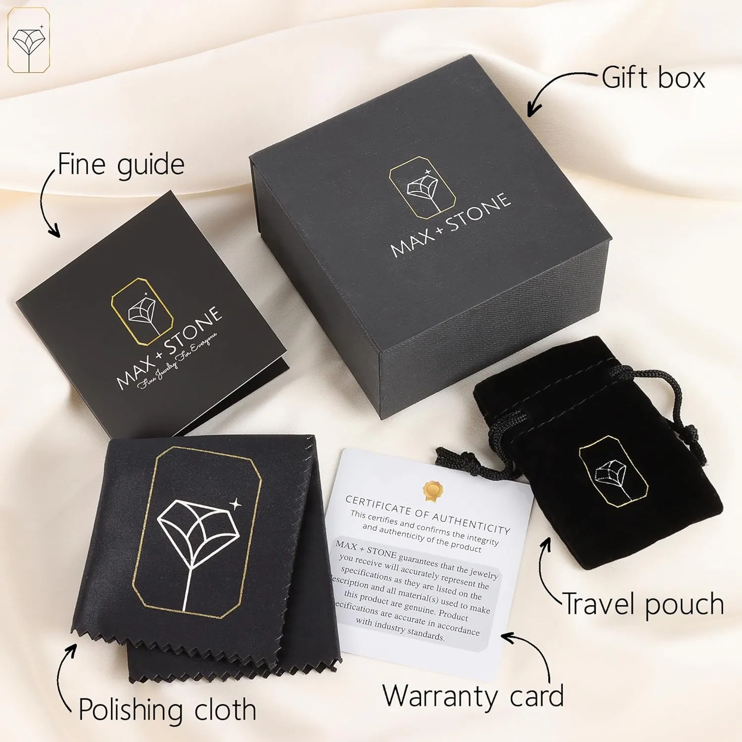 MAX   STONE Solid 10K Gold Gemstone Rings for Women | Three Stone Birthstone Rings | Anti Tarnishing Real 10kt Gold Statement Cocktail Ring in Sizes 6 to 8 with Gift Box