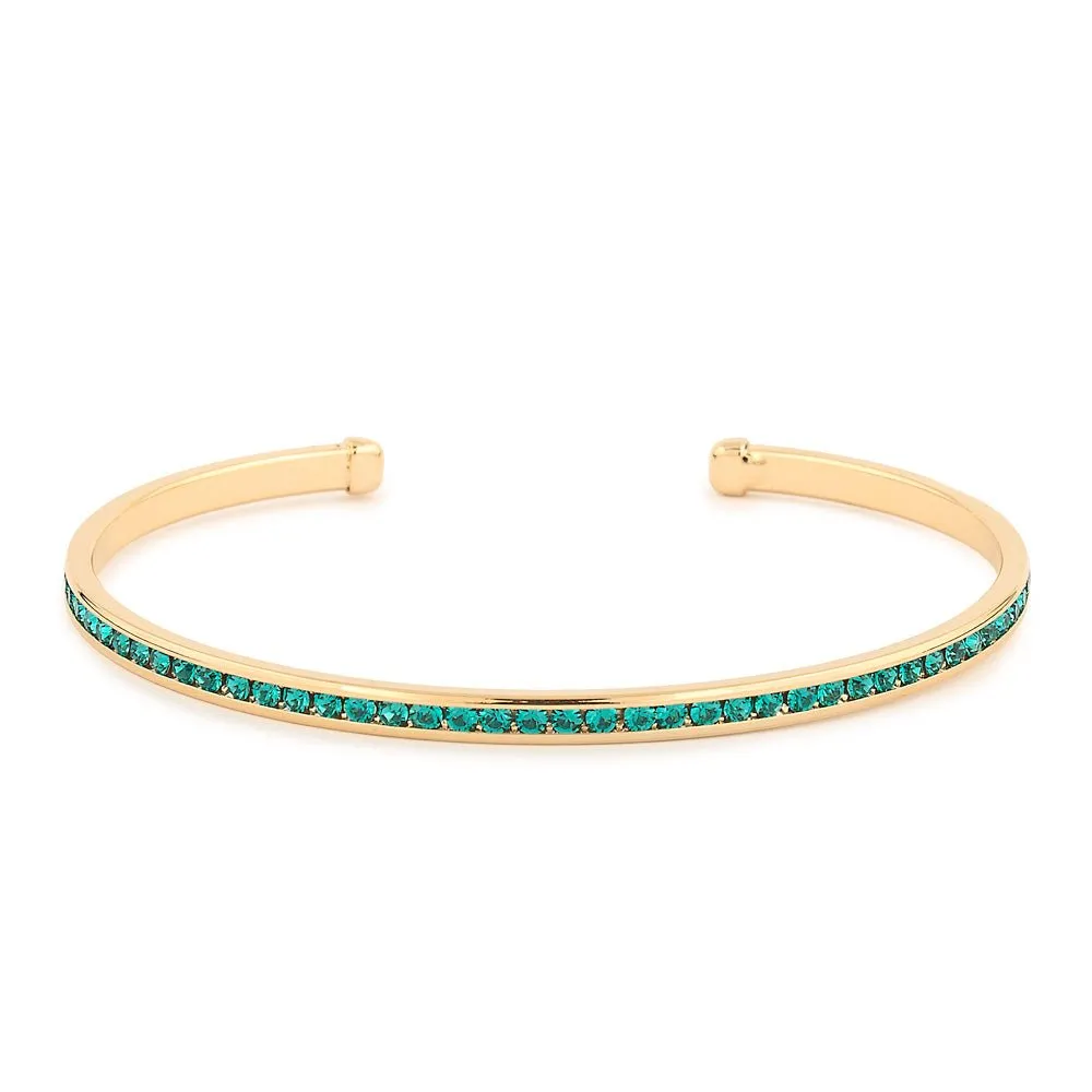 Maya J - Yellow Gold & Crystal Birthstone Cuff Bracelets