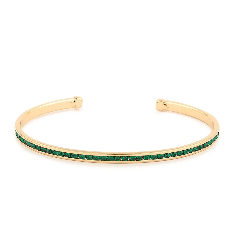 Maya J - Yellow Gold & Crystal Birthstone Cuff Bracelets