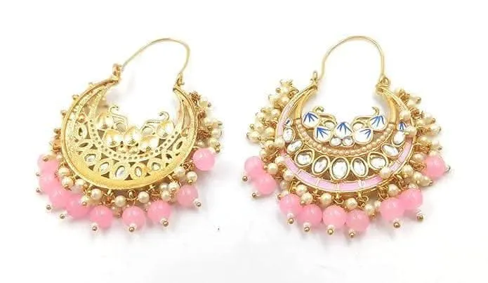Meenakari designer light pink earrings