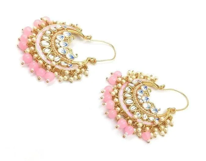 Meenakari designer light pink earrings