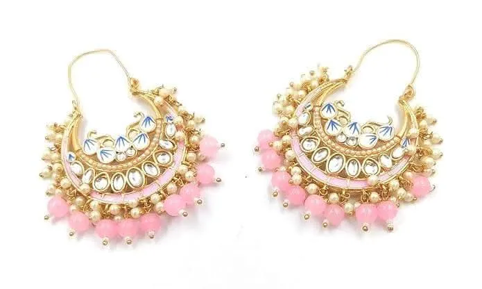 Meenakari designer light pink earrings