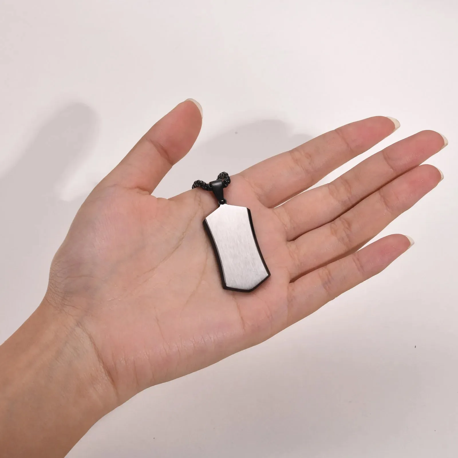 Men's Stylish Black Dog Tag Necklaces,Waterproof Stainless Steel Square Pendant Collar