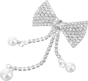 Metal Pin Bow Brooch Rhinestone Brooch Pin for Women Evening Dress Accessory