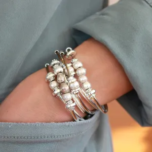 Metallic Bronze Leather Wrap Bracelet with Mixed Metal Beads