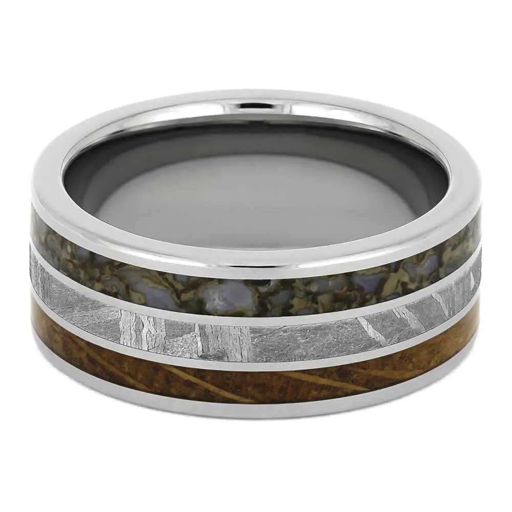 Meteorite, Dino Bone & Whiskey Oak Wedding Band