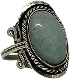 Mia Jewel Shop - Healing Gemstone Mood Ring | Silver Jewelry with Metal Border & Adjustable Design | Women's Natural Handmade Fashion Jewelry & Boho Accessories
