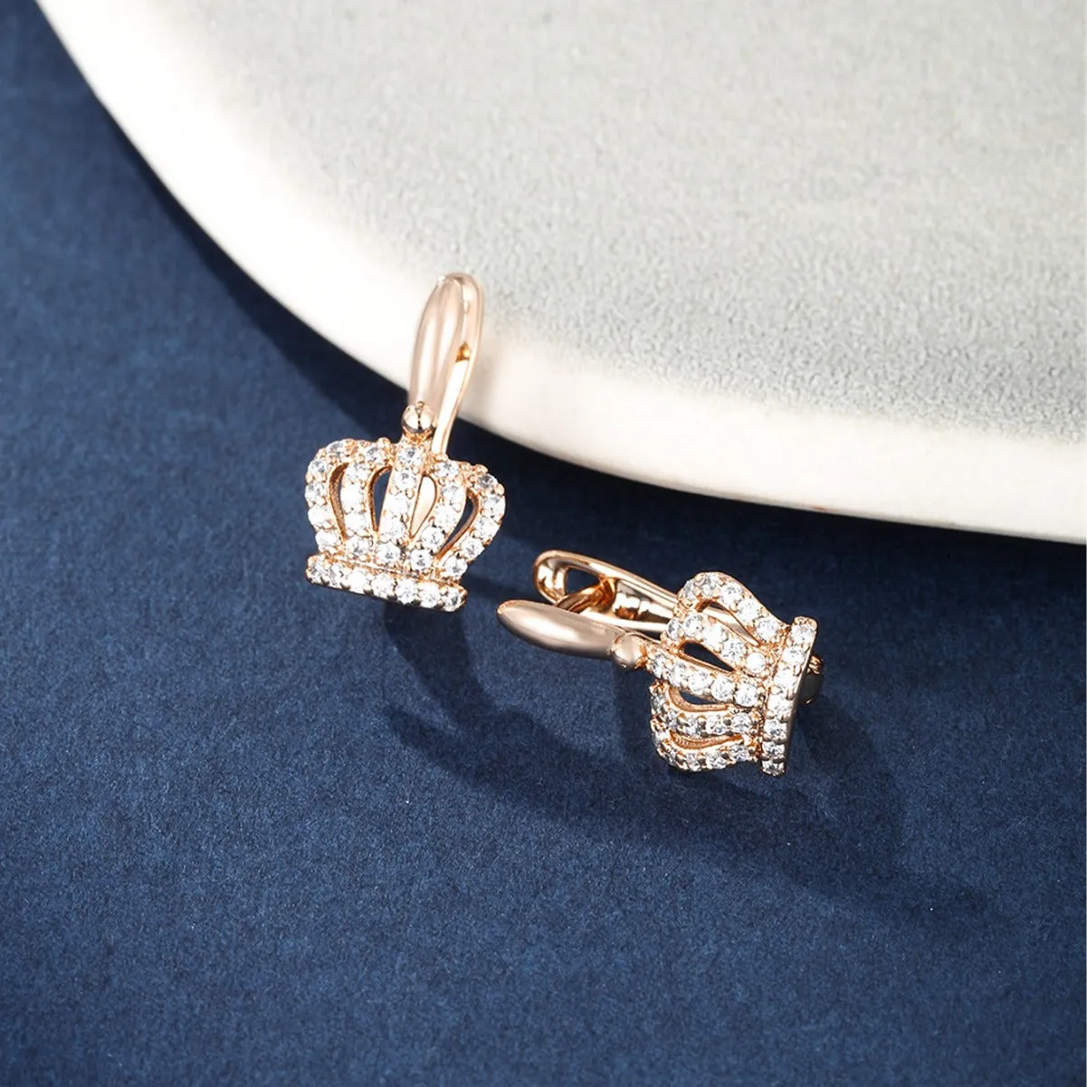 Micro-Encrusted Exquisite Crown Earrings