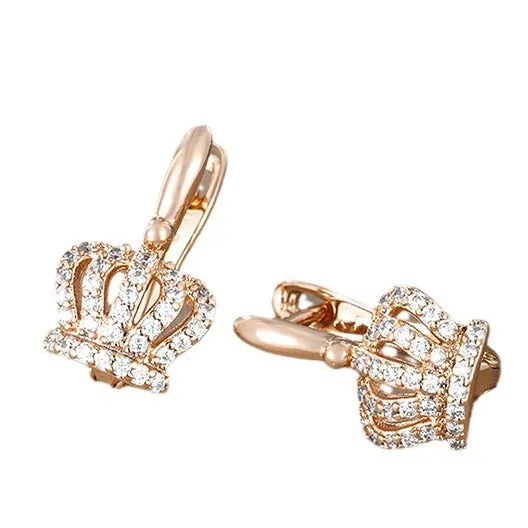 Micro-Encrusted Exquisite Crown Earrings